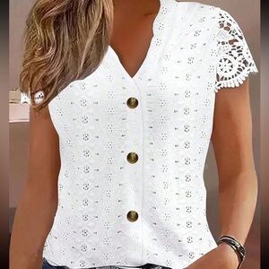 - New White Lace short sleeve Top